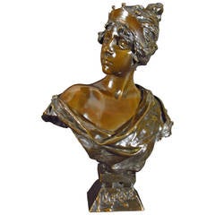 Lucrece  Art Noveau Antique Bronze Sculpture