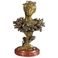 Madam Butterfly Antique Bronze Marble Sculpture