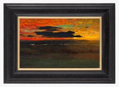 Vintage Sunset over the Isle of Wight - Landscape oil painting by Richard Eurich