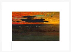 Sunset over the Isle of Wight - Landscape oil painting by Richard Eurich