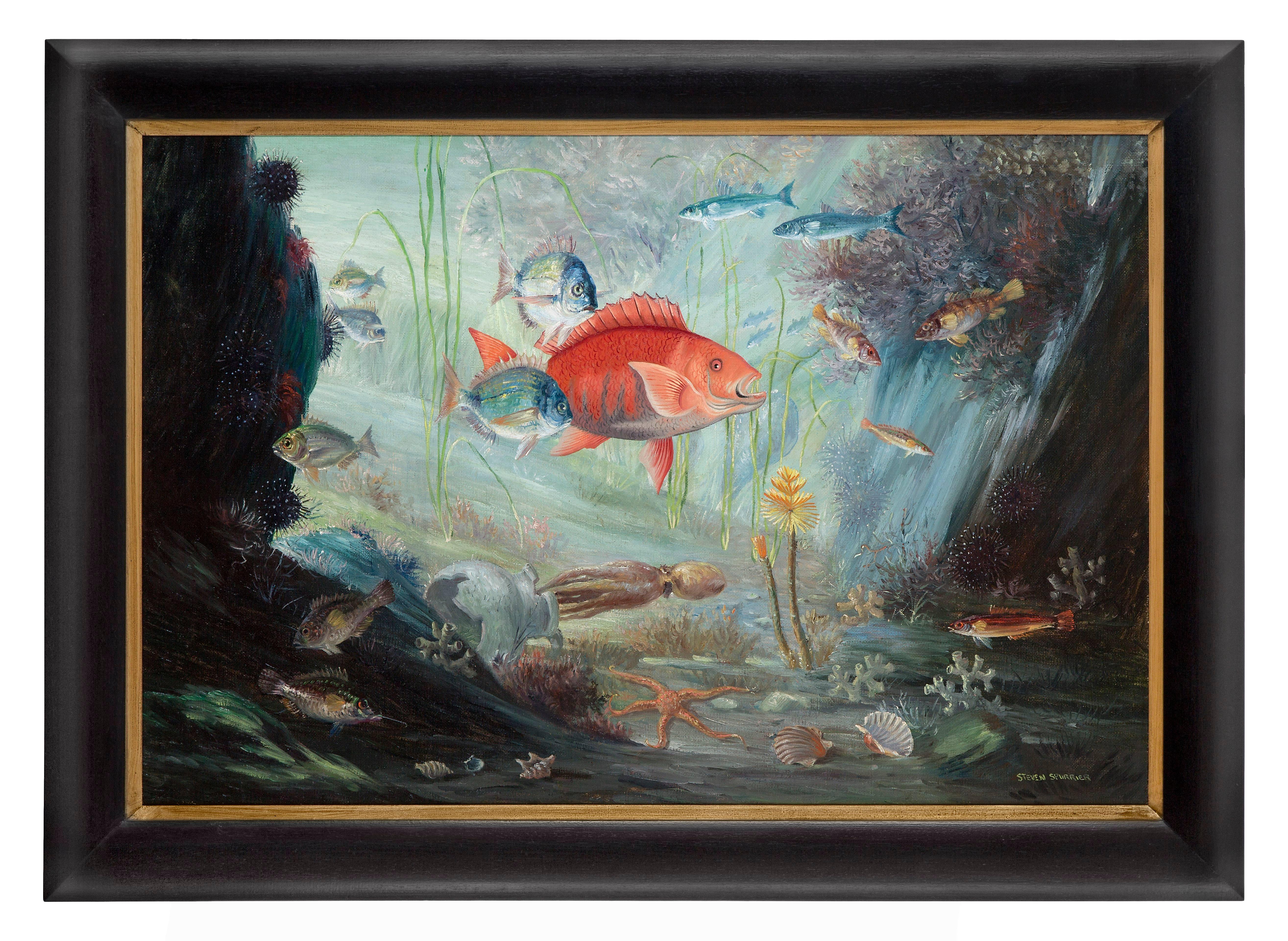 The Ocean Depths - Mid 20th Century Animal Painting by Steven Spurrier