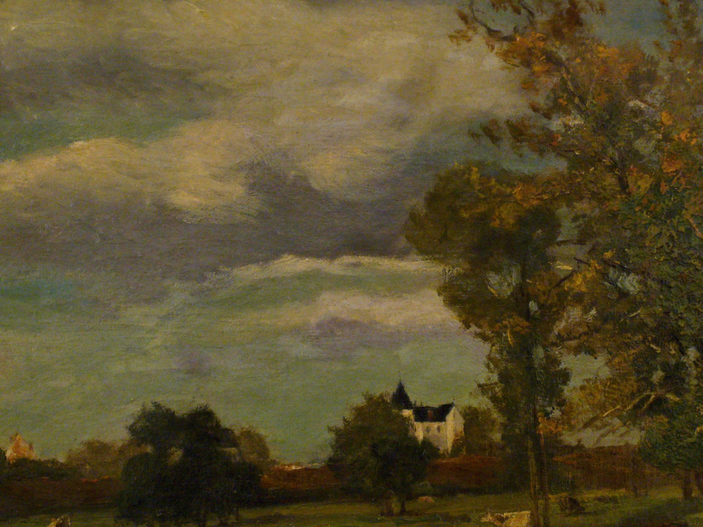 Vaches dans un paysage de printemps près d'un chateau - 19th Century Landscape  For Sale 5