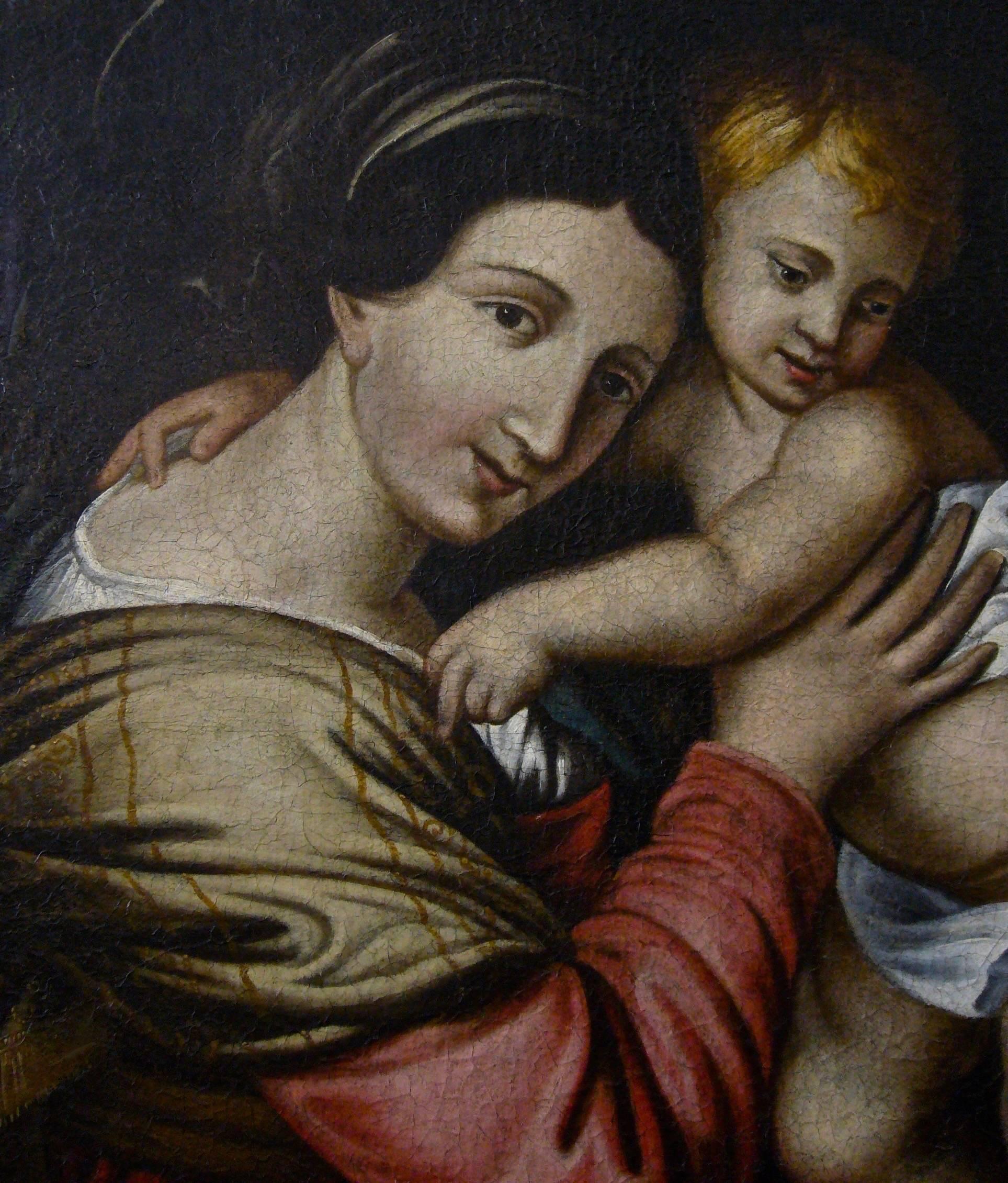 Madonna with Christ Child - 17th Century, Old Master, Figurative, Oil Painting For Sale 3