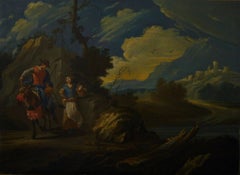 Couple on a Rocky Hill - 18th Century, Old Master, Landscape Painting