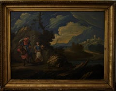 Couple on a Rocky Hill - 18th Century, Old Master, Landscape Painting