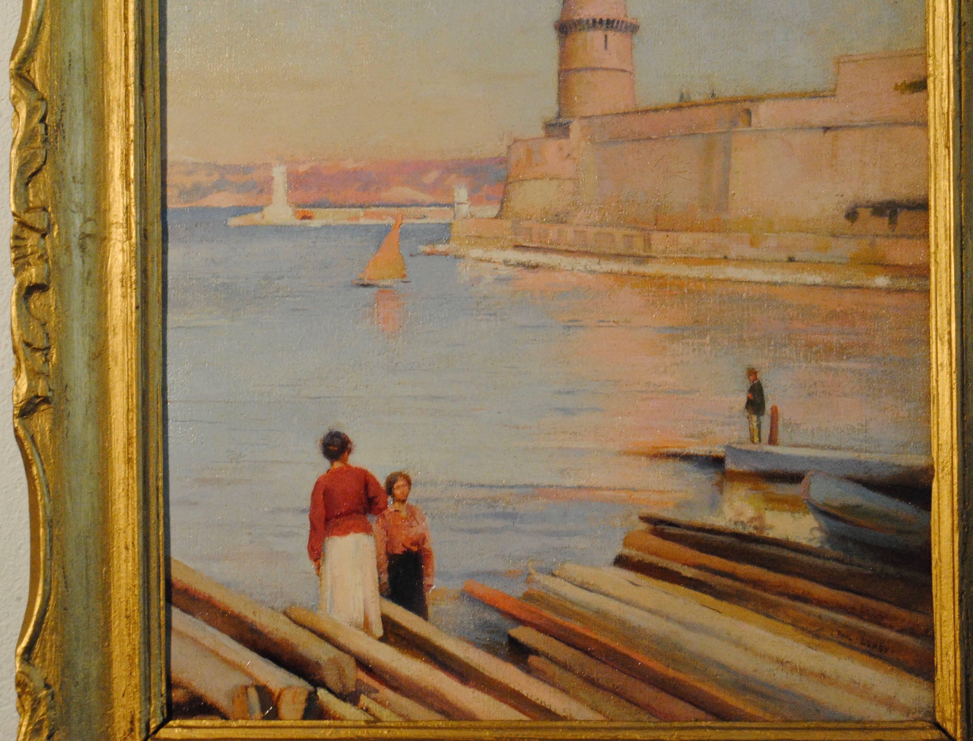 Ensoleillé matin au Phare de Marseille - 19th Century Landscape Painting  For Sale 6