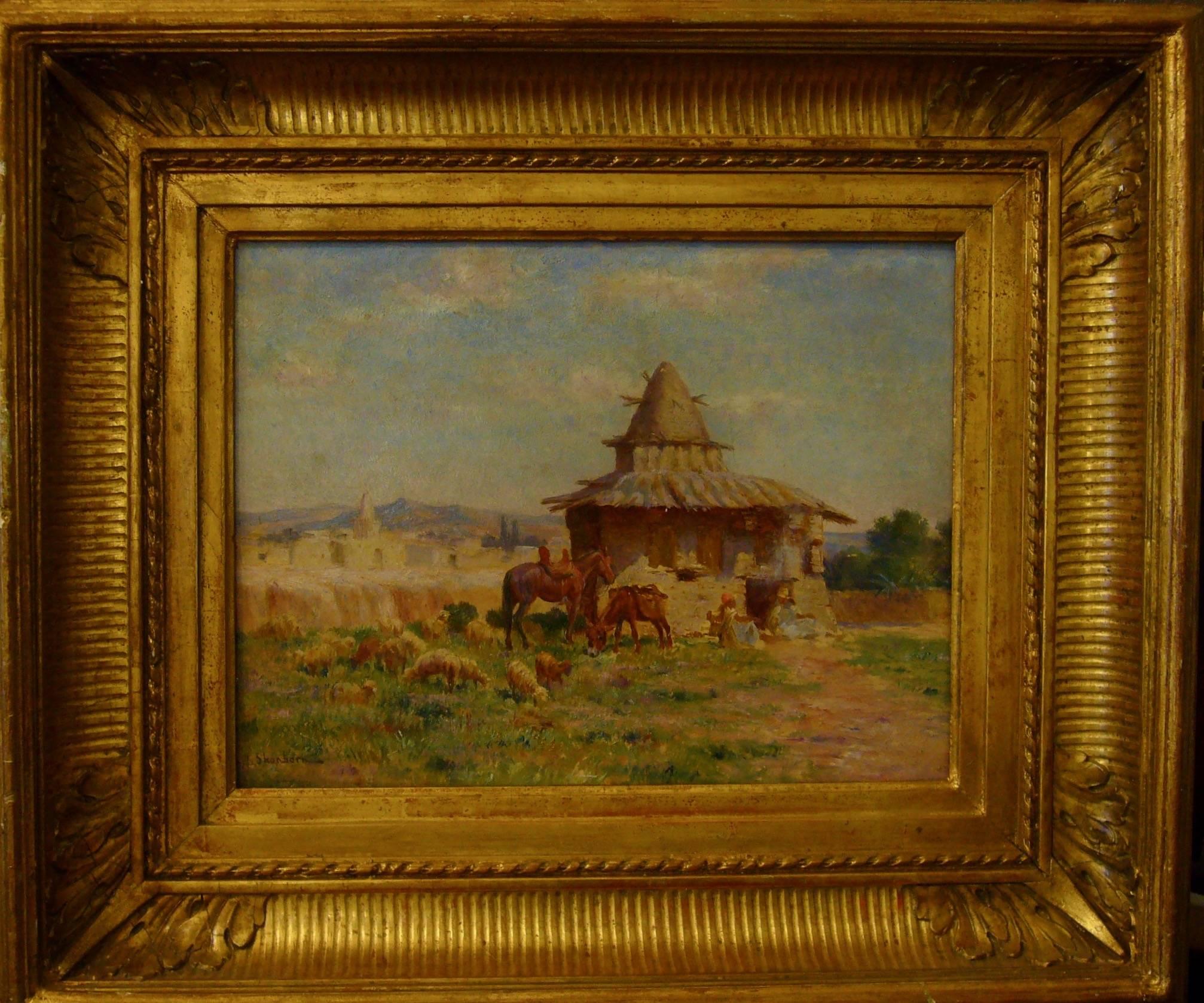 Cabane de l'ermite algérien de M'Sila - 19th Century Landscape Painting For Sale 1