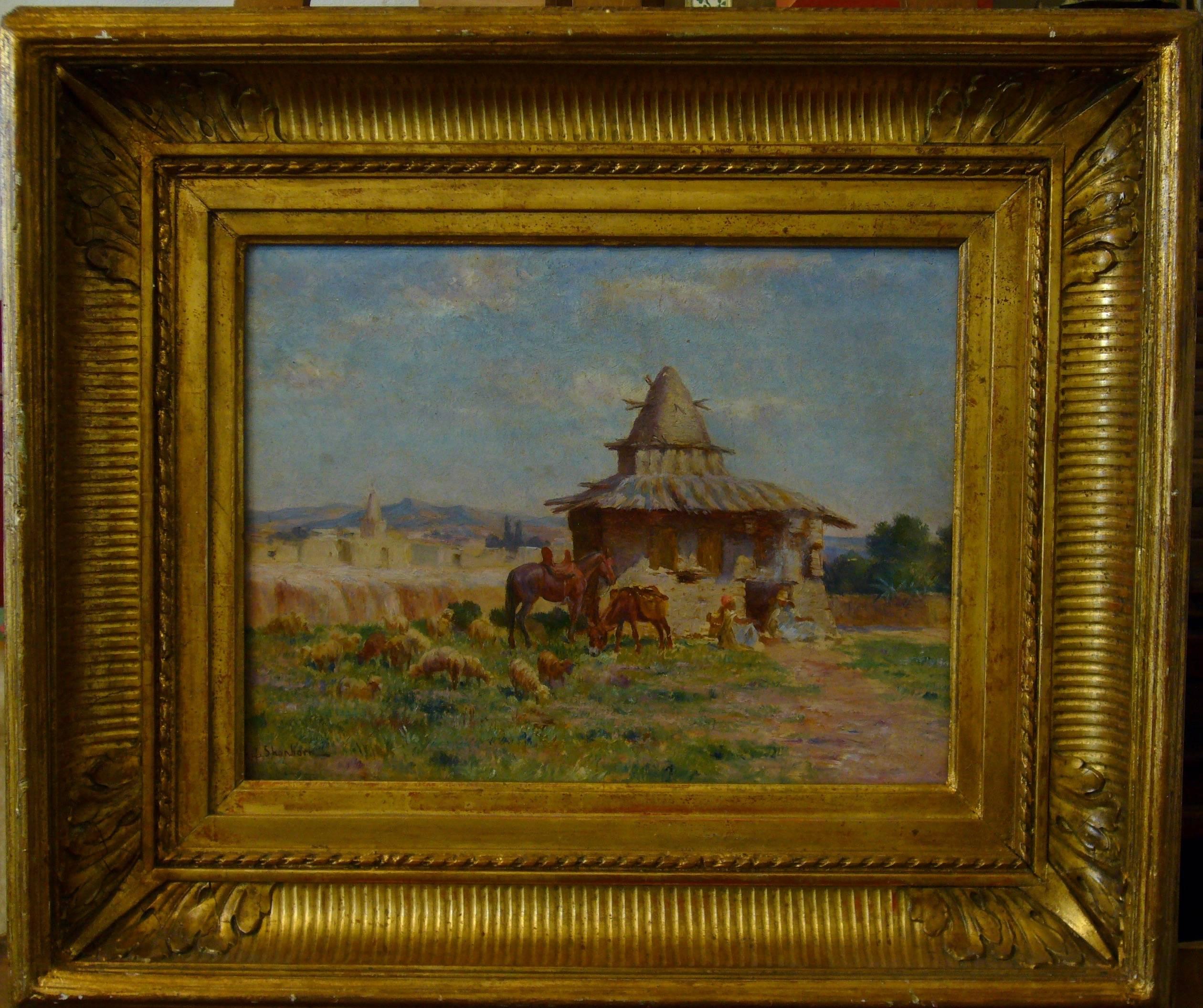 Cabane de l'ermite algérien de M'Sila - 19th Century Landscape Painting For Sale 5