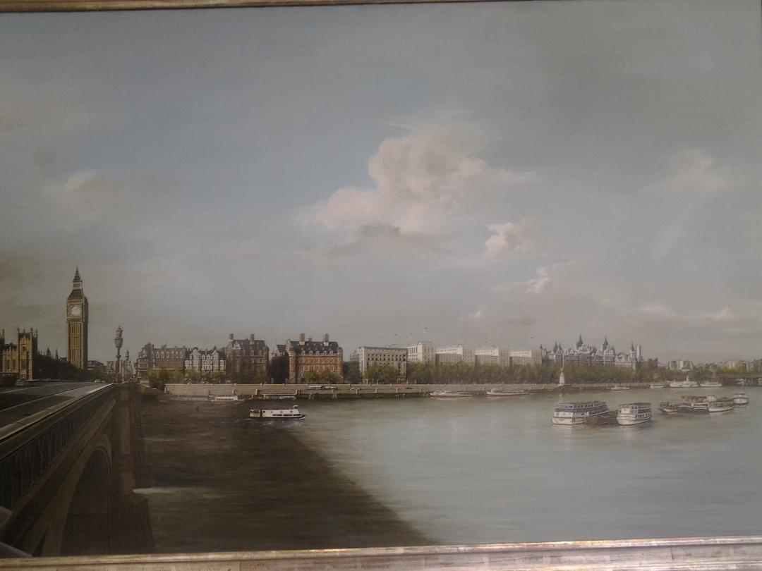 HOUSES OF PARLIAMENT VIEWED FROM SOUTH BANK  LONDON - LANDSCAPE PAINTING - Painting by THOMAS EASLEY