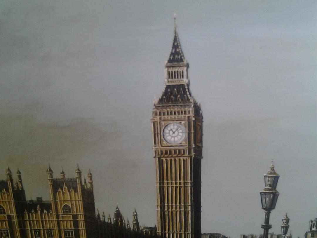 HOUSES OF PARLIAMENT VIEWED FROM SOUTH BANK  LONDON - LANDSCAPE PAINTING For Sale 2
