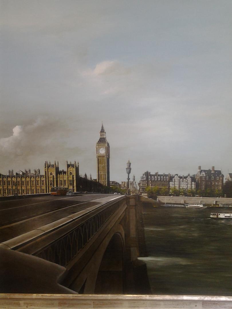 HOUSES OF PARLIAMENT VIEWED FROM SOUTH BANK  LONDON - LANDSCAPE PAINTING For Sale 5