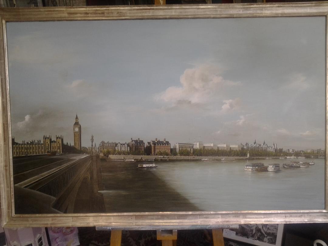 HOUSES OF PARLIAMENT VIEWED FROM SOUTH BANK  LONDON - LANDSCAPE PAINTING For Sale 6