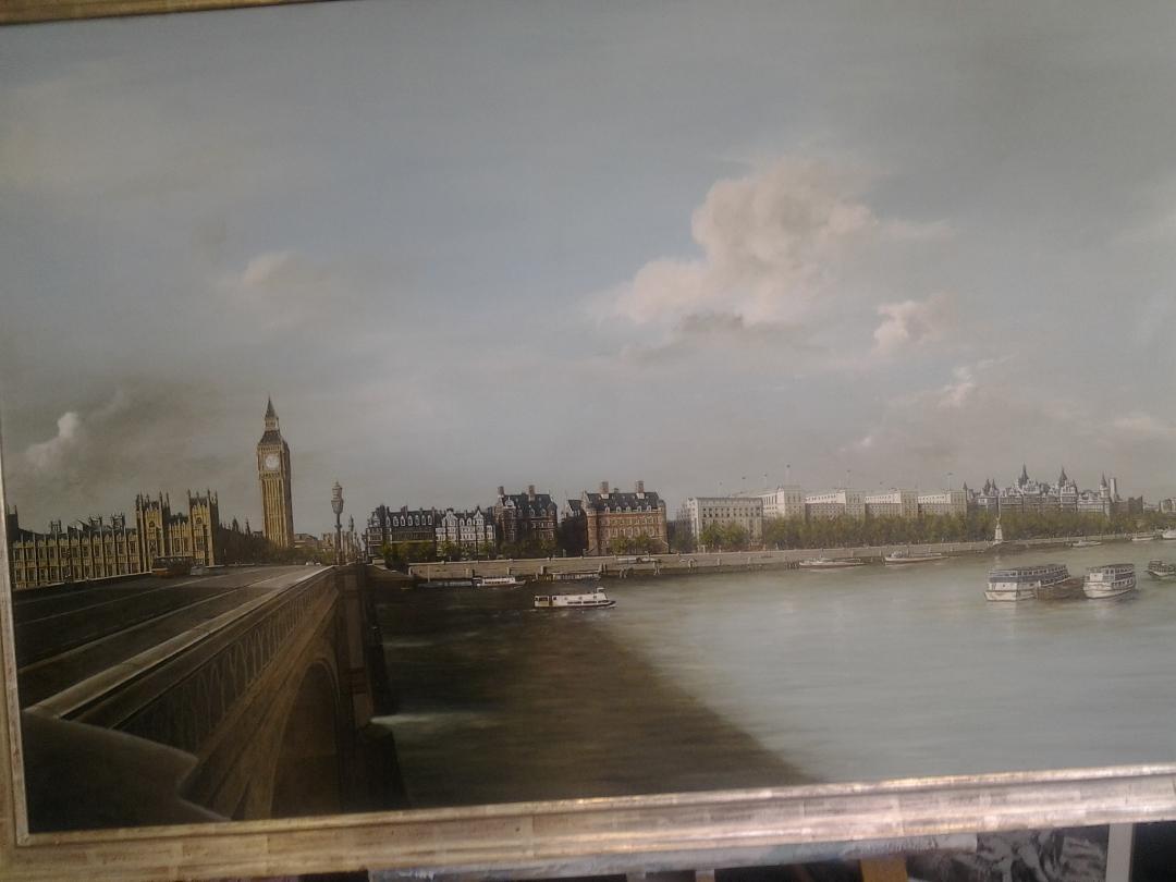 HOUSES OF PARLIAMENT VIEWED FROM SOUTH BANK  LONDON - LANDSCAPE PAINTING For Sale 7
