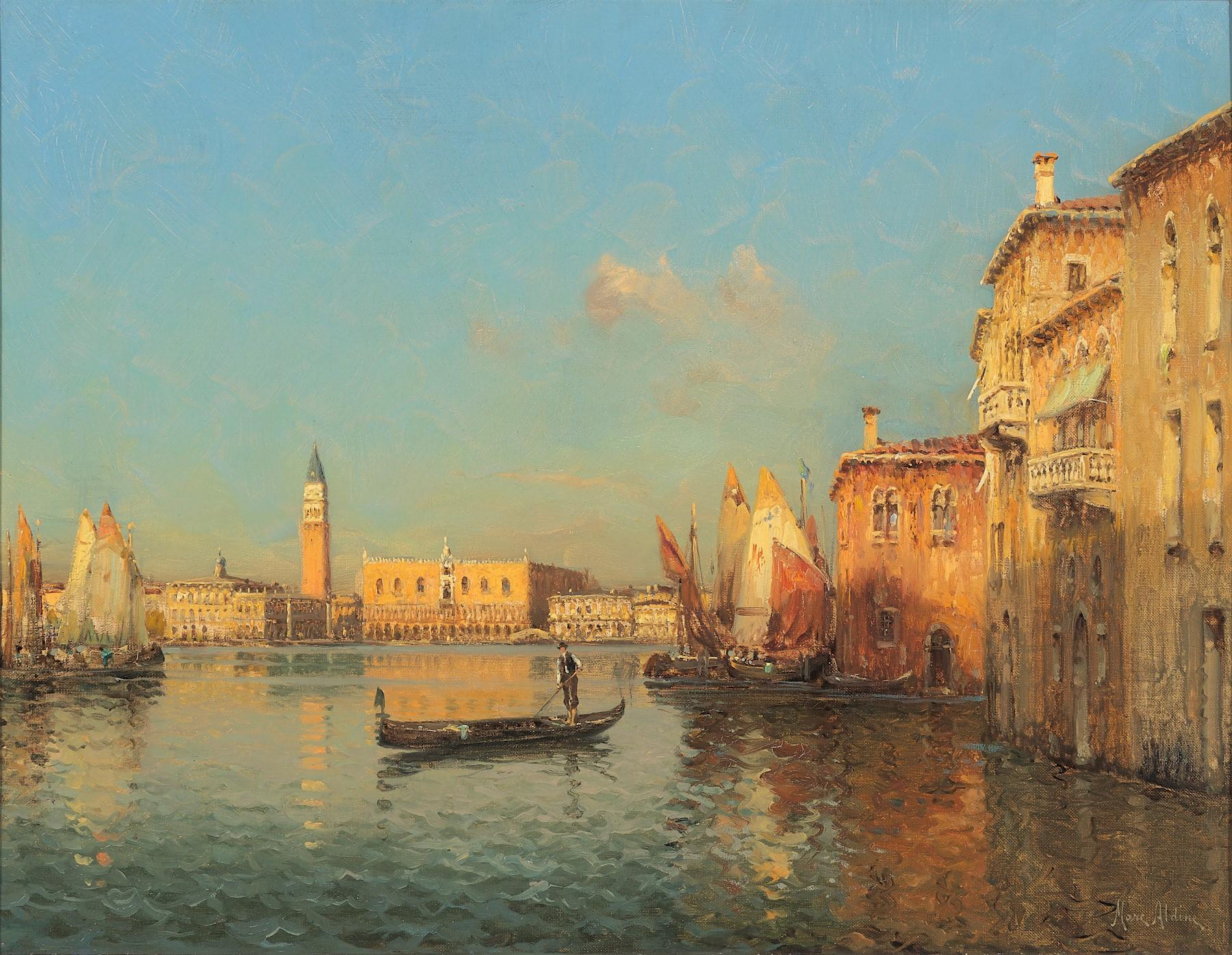 Marc Aldine, a pseudonym of Antoine Bouvard Senior, is probably one of the most popular and prolific painters of Venetian scenes of the early 20th century.

From the late 19th century travel abroad to visit the sights of Europe was gaining
