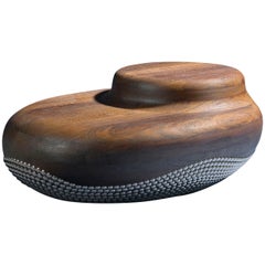 SAMOURAI Coffee table. Brushed wenge wood. Nickel plated nails. Mattia Bonetti