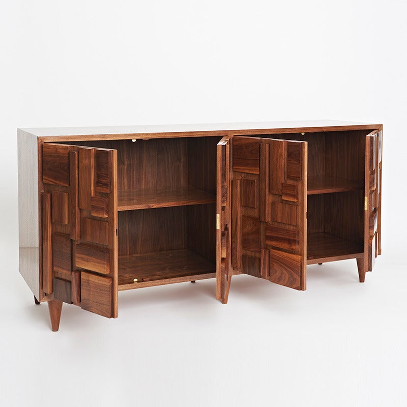 Inspired by 1960s Italian design, handmade in England.
Shown here in American black walnut. Timber or glass internal shelves.
Antiqued brass key.

Custom sizes and timber options available. Please enquire for more details.

Priced here as
