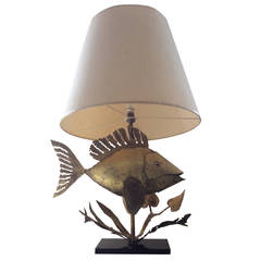 Vintage Lampe Sculpture Fish, 1970s