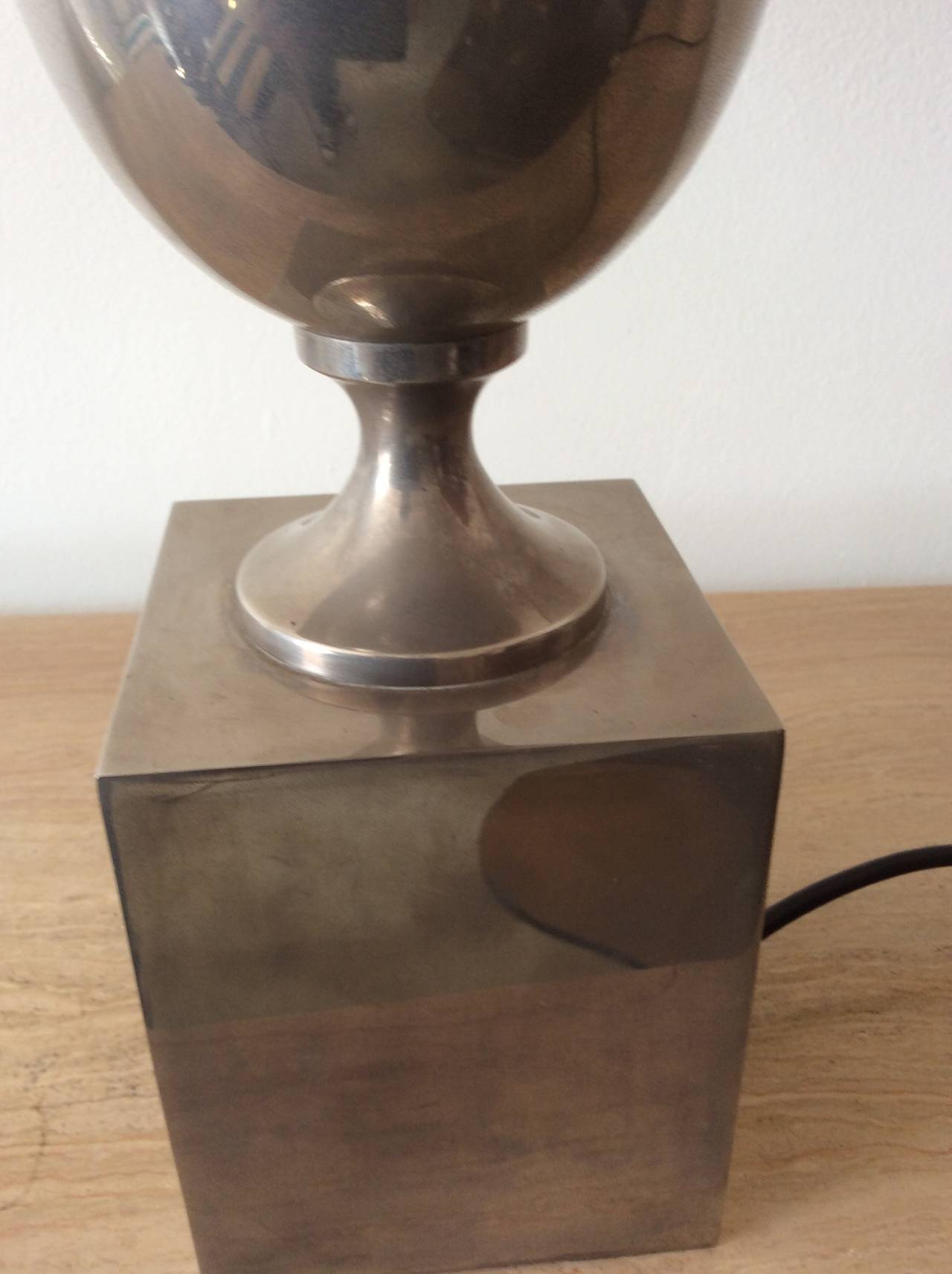 Plated Table Lamp by Philippe Barbier, 1970s For Sale