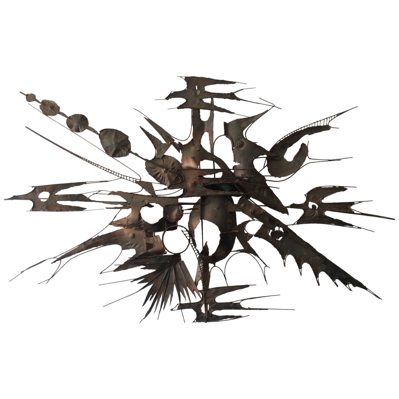 Monumental Metal Brutalist Wall Sculpture by M. Di Giovanni For Sale