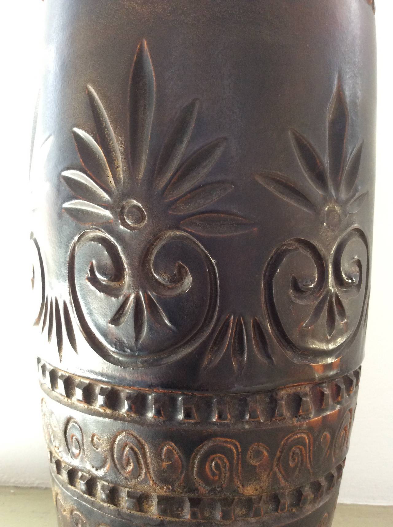 French Big Earthenware Vase by Bessone Marius (1929) For Sale