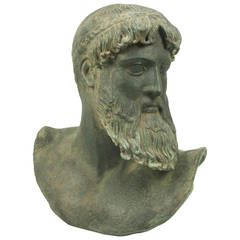 19th Century Rare Bronze Bust of Zeus