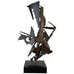 Brutalist Torch Cut Steel Sculpture