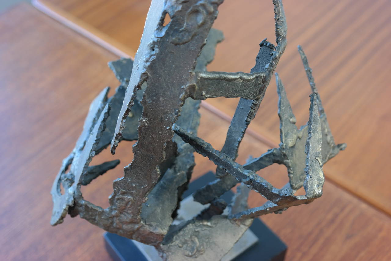 Brutalist Torch Cut Steel Sculpture For Sale 1