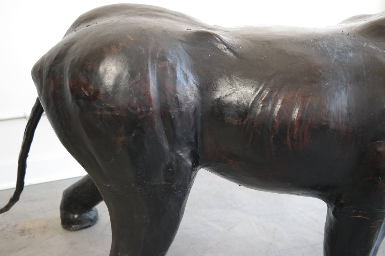 Molded Decorative Leather Sculpture of a Panther For Sale