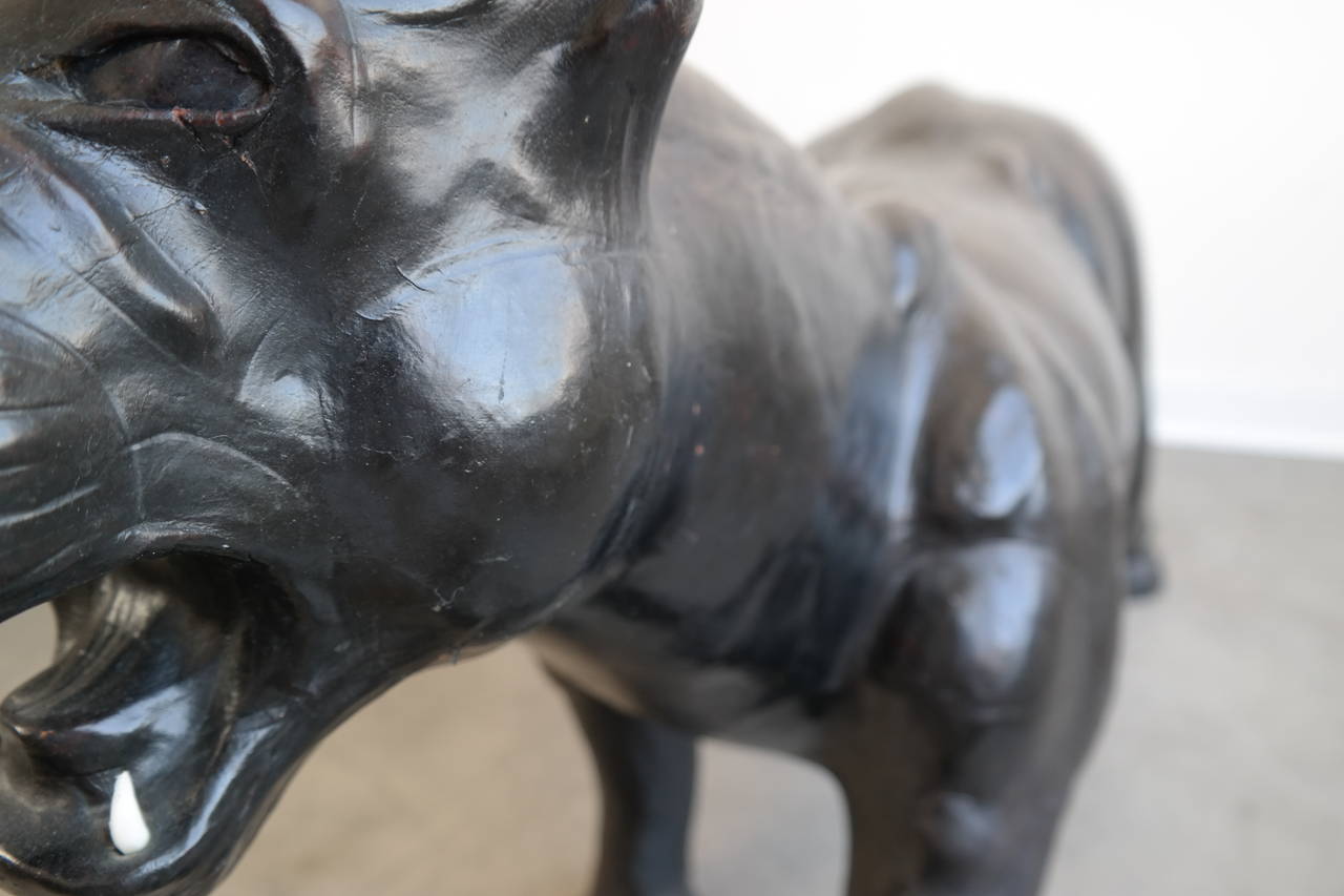 Decorative Leather Sculpture of a Panther For Sale 1