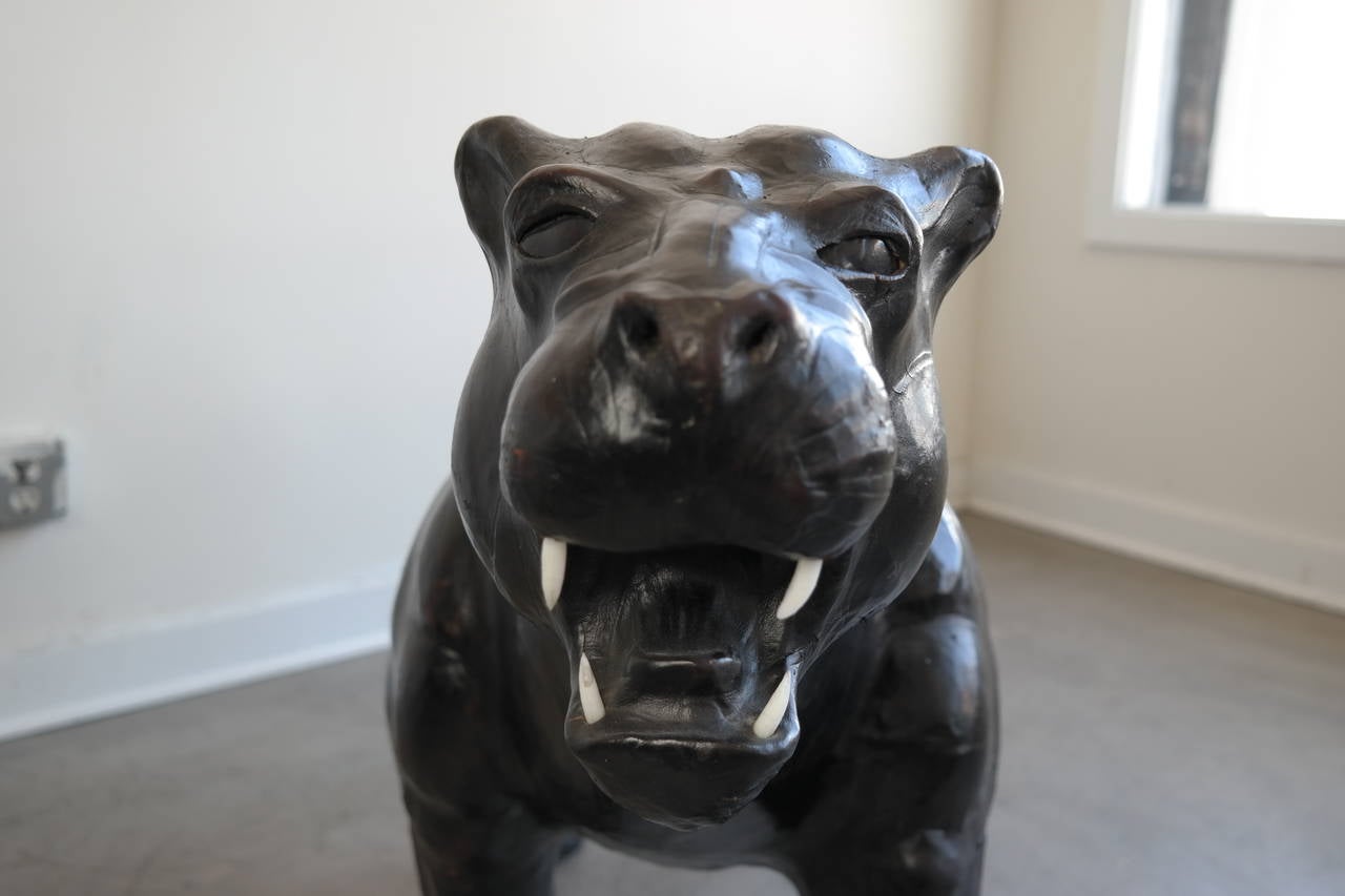 Decorative Leather Sculpture of a Panther For Sale 3