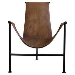 Worn Leather and Iron Sling Chair