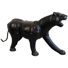 Decorative Leather Sculpture of a Panther