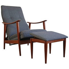 Vintage Midcentury Chair and Ottoman by Westnofa