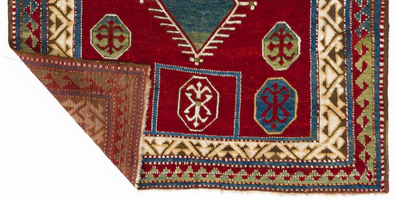 Hand-Knotted Antique Caucasian Bordjalou Kazak Rug, 19th Century