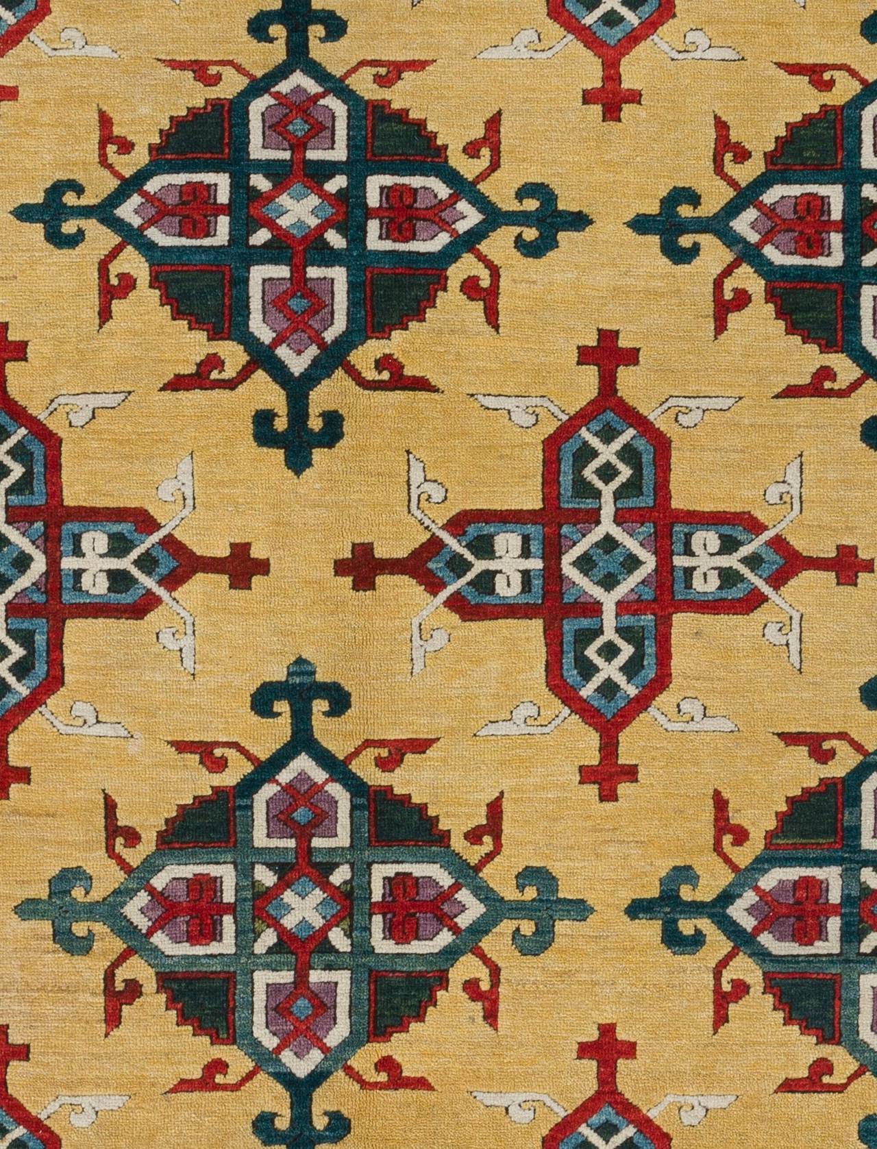 Yellow Ground Turkish Rug Depicting Hans Memling’s Madonna Enthroned