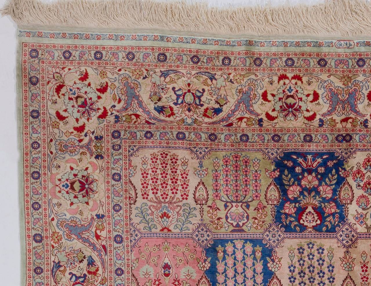 Fine Pure Silk Turkish Hereke Rug For Sale at 1stdibs