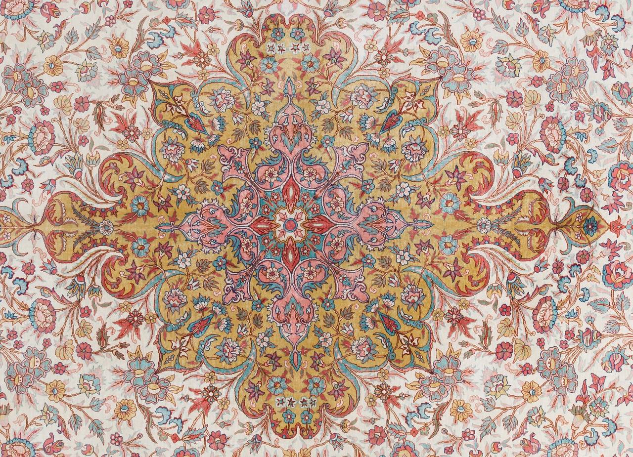 Fine Silk Turkish Rug For Sale at 1stdibs