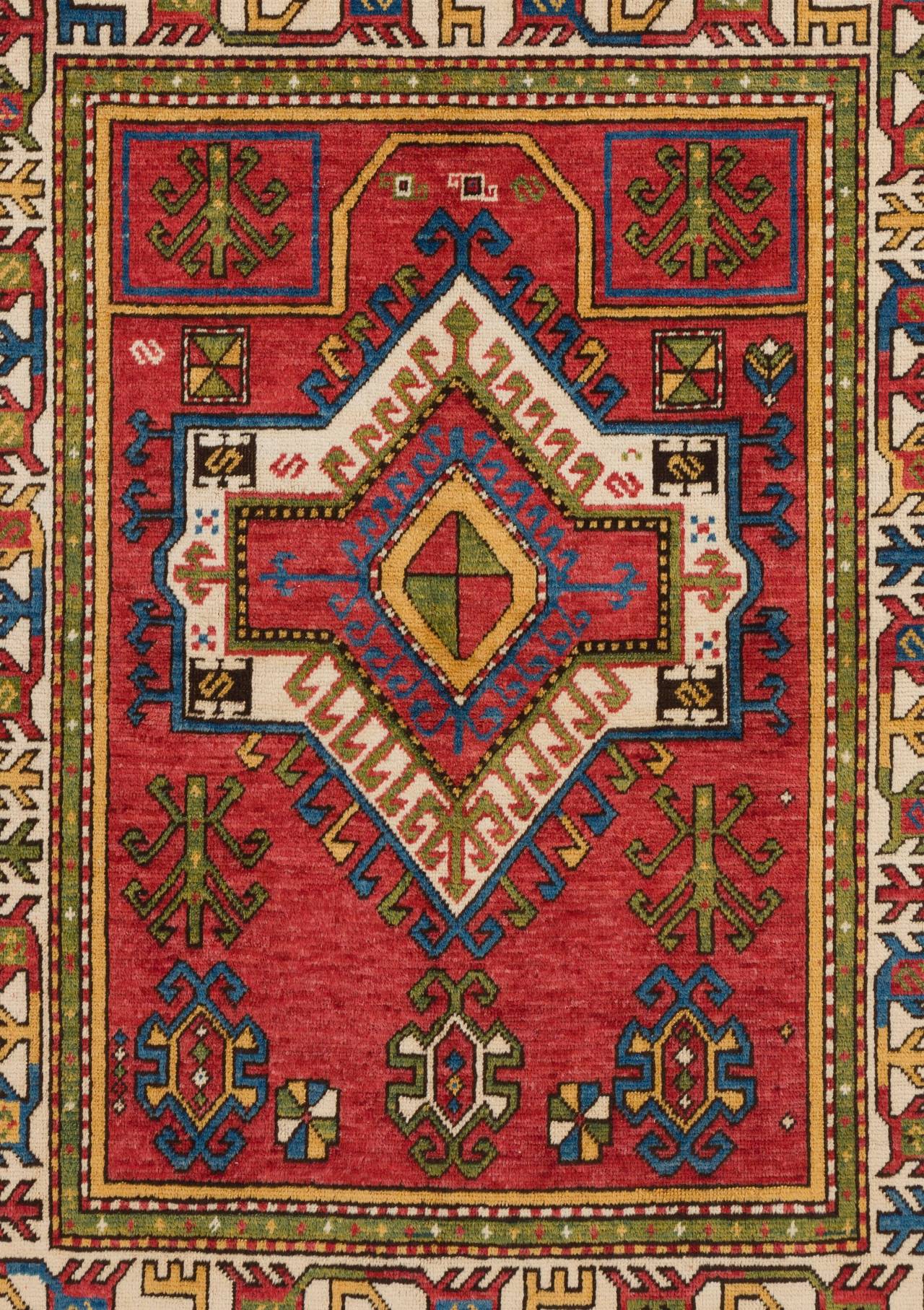 Hand-Knotted Vintage Caucasian Fachralo Kazak Rug
