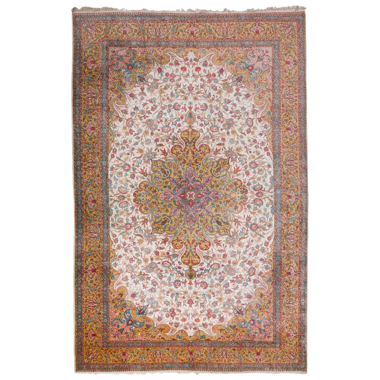 Fine Silk Turkish Rug For Sale at 1stdibs