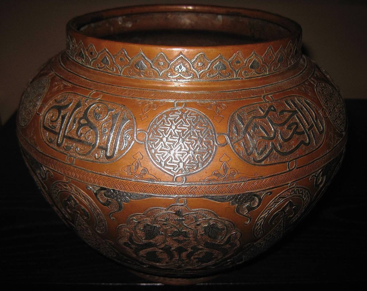 Brass Massive Cairoware Jardinaire, Syria, 19th Century