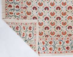 Vintage Central Asian Suzani Textile, Embroidered Silk Bed Cover