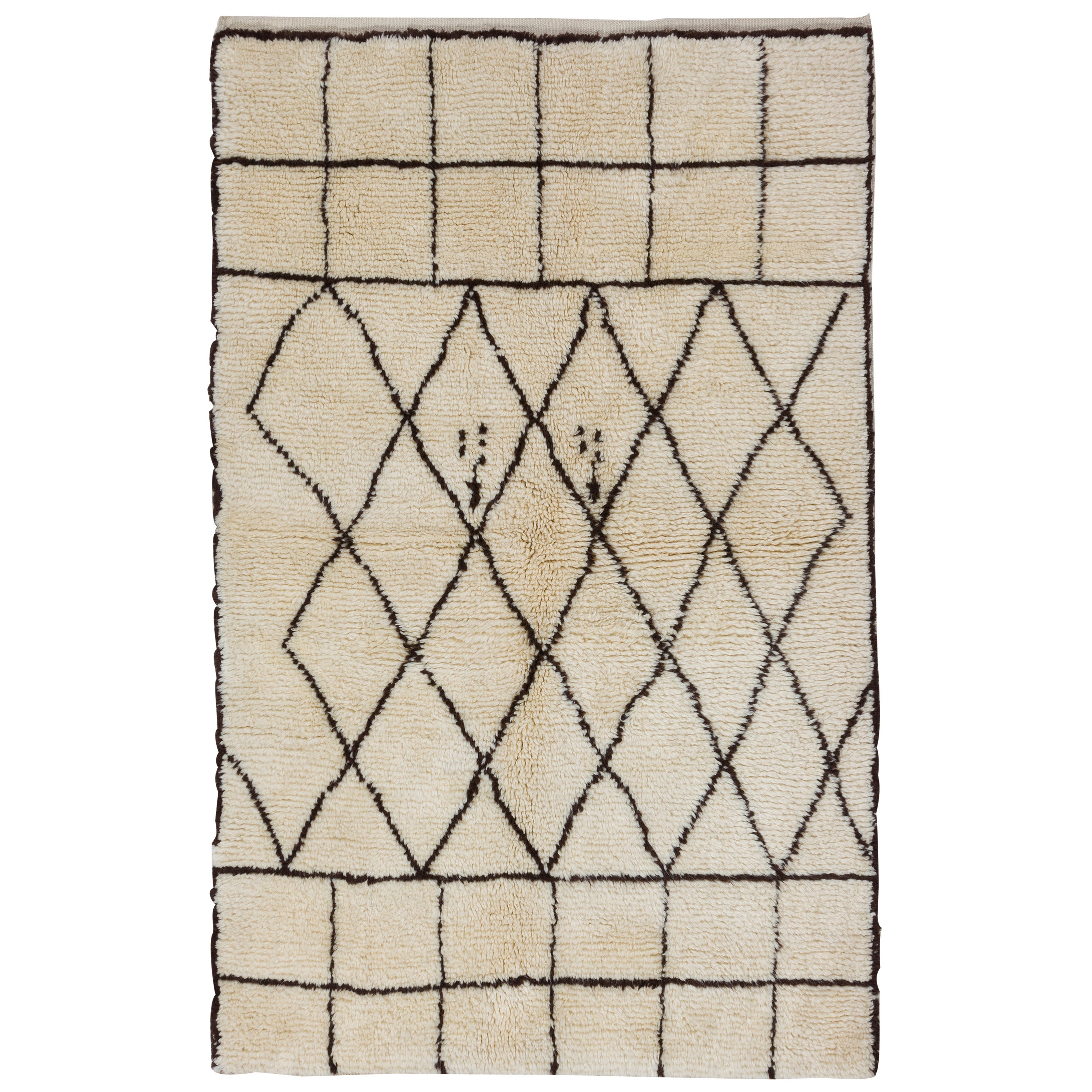 Marokkanischer Beni Mrit-Teppich aus 100 % natürlicher Wolle. Handgefertigter Zottelteppich. Anpassbar