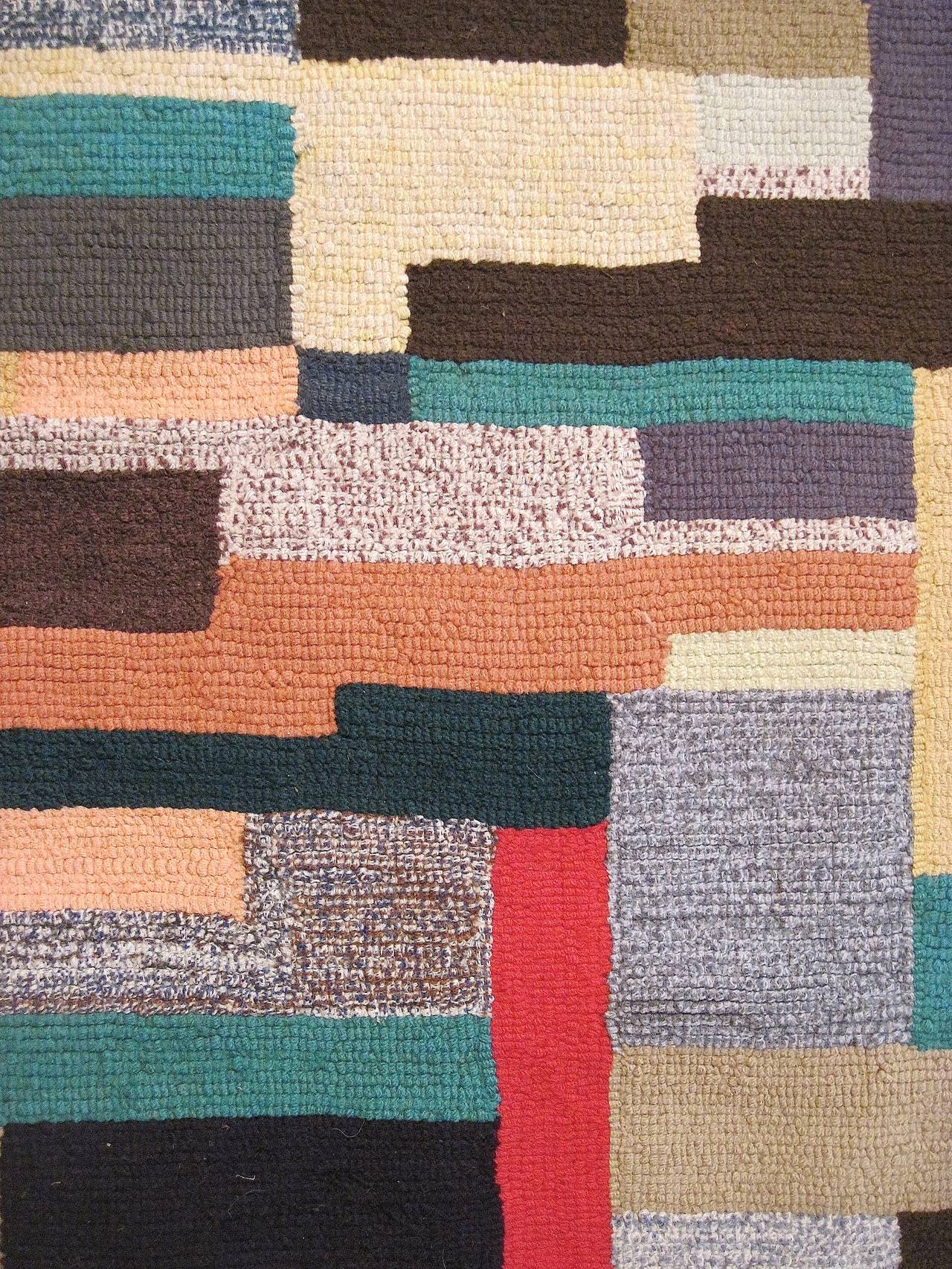 Late 20th Century Unique Mid-Century Modern American Hooked Rug Runner
