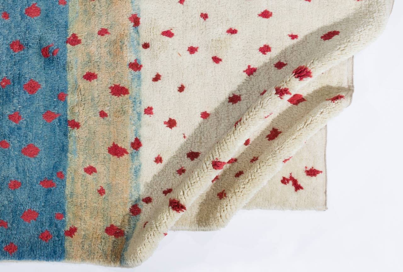 Contemporary Moroccan Rug in Blue, Red and Ivory For Sale at 1stdibs