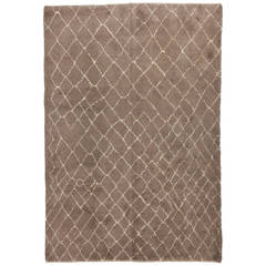Contemporary Moroccan Rug Made of Natural Mocha Brown Wool 5
