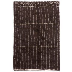 Contemporary Moroccan Rug Made of Natural Black Wool