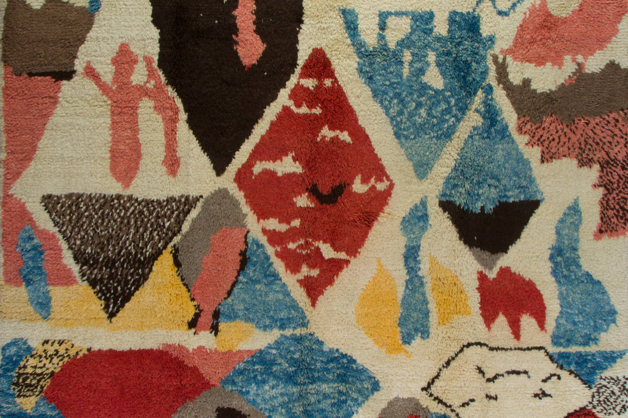 Colorful Contemporary Moroccan Wool Rug For Sale at 1stdibs