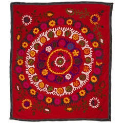Vintage Central Asian Embroidered Wall Hanging or Bed Cover 8