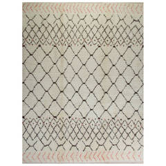Moroccan Rug Made of Natural Ivory and Brown Wool 5