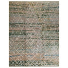 Moroccan Wool Rug in Green, Blue and Turquoise Colors